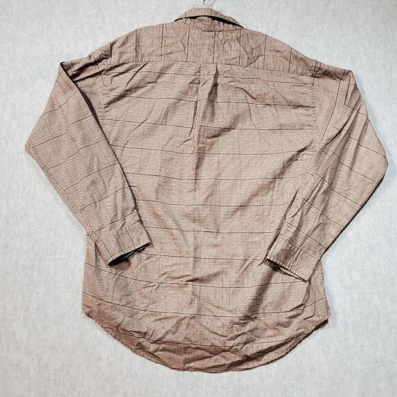 Vtg Tommy Hilfiger Shirt Mens Large Tan Plaid Golf Performace Collar Button Up - Picture 8 of 9
